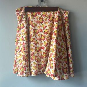 Pink Yellow Floral Mini Circle Skirt